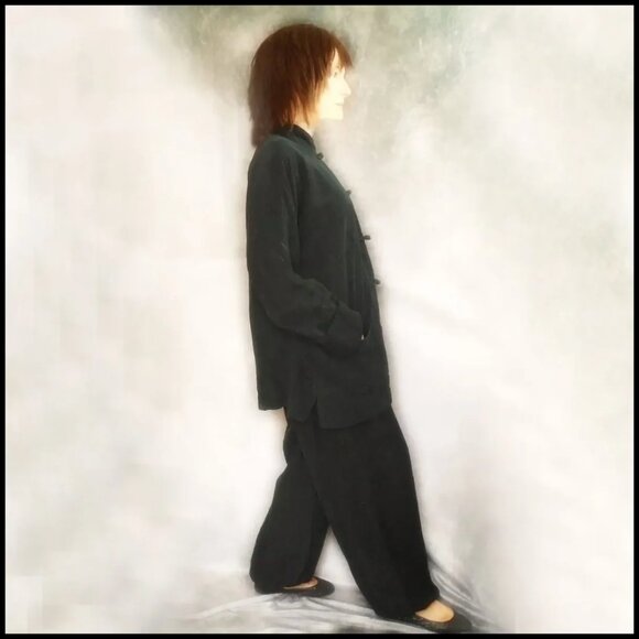 Plus Size Black Pant Suit, Original Tang Kung Fu, Martial Arts Vintage 90s - Picture 10 of 16